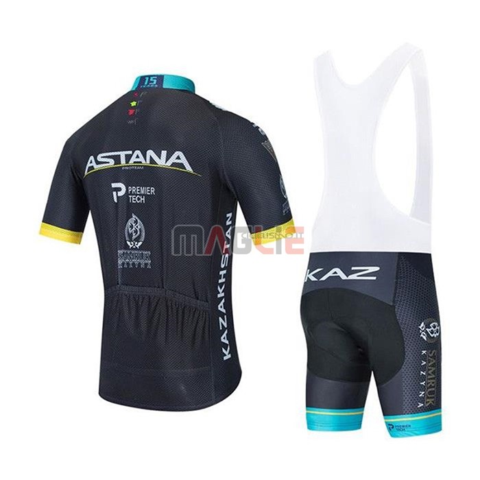 Maglia Astana Manica Corta 2020 Nero Blu Giallo